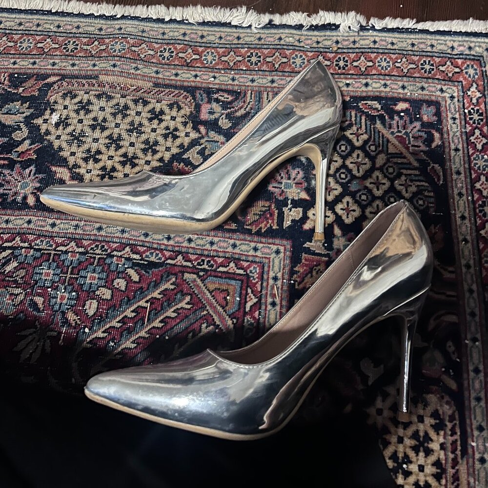 Silver Metallic Stiletto Pumps